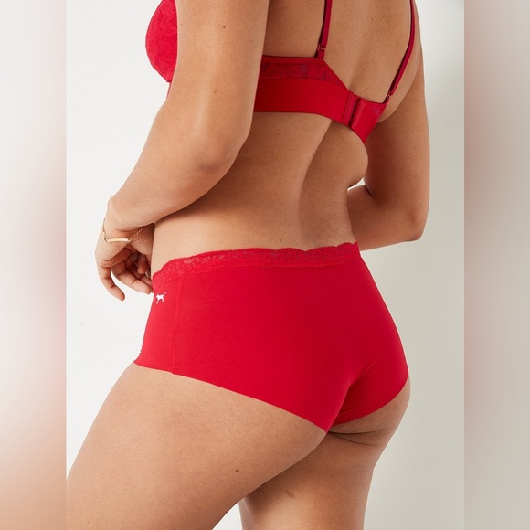 PINK No-Show Lace-Trim Boyshort Panty Green NWT - Picture 2 of 9